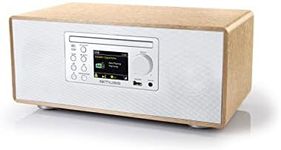 MUSE M-695 Hi-Fi System in White, with DAB Radio, Bluetooth, CD Player, Two Integrated Speakers, in Real Wood Casing