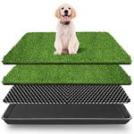 VKMUOI Dog Grass Pad with Tray Dog Training Floor Protection Trays Pet Training Pads with Tray Reusable Fake Grass for Dog to Pee on Dog Litter Box-Indoor Dog Potty Tray with Pee Pads (50 x 60 CM)