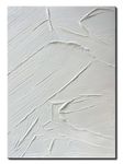 Creespi White Textured Wall Art - Hand Painted Abstract Oil Painting 28x40 inch,Contemporary Minimalist Art Painting for Wall Decor