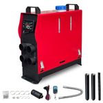 Triclicks 5KW / 8KW 12V Air Diesel Heater, All in One Diesel Parking Night Heater with LCD Display Remote Control For Car, Trailer, Truck, Caravas, Boat (Red-5KW, 4 Holes Air Outlet)