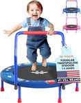 Happin® 36" Mini Foldable Toddler Trampoline for Kids with Height-Adjustable Handle, Noise-Free Kids Trampoline Indoor with Super Safety Pad & Durable Steel Frame, Indoor/Outdoor