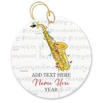 Personalized Saxophone Musical Instrument Ornament Christmas 2024, Alto Saxophone Ornament Decoration Gift for Men Women Saxophonist, Custom Saxophone Player Name & Year Christmas Tree Ornament Gift