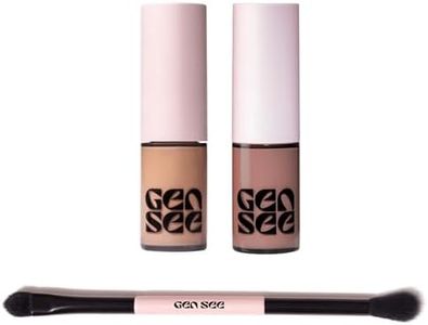 Gen See Ultimate Brighteners Set – Mixed Media Matte Liquid Eyeshadows in Rose Water & Linen with Dual Ended Blender Brush, Weightless Long-Lasting Lid Brightener, Vegan Cruelty-Free, Made in Italy