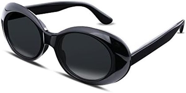 FEISEDY Sunglasses White Oval Clout Goggles for Women Men Retro Round Trendy Rimmed Clueless Costume Frame B2253