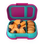 Bentgo® Kids Snack - 2 Compartment Leak-Proof Bento-Style Food Storage for Snacks and Small Meals, Easy-Open Latch, Dishwasher Safe, and BPA-Free - Ideal for Ages 3+ (Fuchsia/Teal)