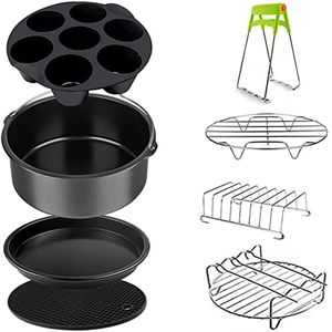 7 Inch Air Fryer Accessories Set of 8 Compatible with 3.2QT - 6.8QT Air Fryers Dishwasher Safe BPA Free (7 inch, 8pcs)