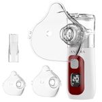 AGEasy (Max Group) Mesh Nebulizer with LED Display | Silent & Portable Nebulizing Machine with Fast Mist Delivery | Rechargeable Handheld Nebuliser Machine | Nebulizer with 1 Child Mask, 1 Adult Mask & 1 Mouth Piece | Ideal for Travel & Home Use