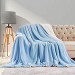 DAWNTREES Sherpa Plush Blanket 150x200cm, Thick Warm Blanket, Flannel Double-Sided Velvet Plush Blanket, Soft Fluffy Blanket for All Seasons Blue