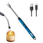 NEWDRU Rechargeable Electric Gas Lighter for Cooking Gas Stove, Kitchen, Pooja Candles & Diyas | USB Charging, Windproof, 360° Flexible Lighter (Buy from Real Seller - Check Sold by NEWDRU) - Blue