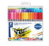 Staedtler Double-Ended Fiber-Tip Pens, Washable Ink, Fine & Bold Writing and Coloring Tips, 120 Assorted Colors, 3200 TB120, Multicoloured (3200 TB120ST)