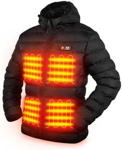 PTAHDUS Women's Heated Jacket Lightweight 5 Heat Zones Battery Pack Included, Heated Puffer Jacket with Hand Warmer Pocket(Black, X-Large)