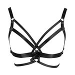 Woman's Body Harness Bra Punk Goth Belt Top Lingerie cage Festival Rave Plus Size Soft Chest Strap (Black)