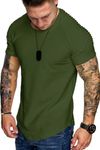 COOFANDY Men's Gym Shirts Fitted Fitness Tee Bodybuilding Workout T-Shirt Army Green