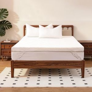 JSELF 3 Inch Gel Memory Foam Mattress Topper, Dual-Layer Cooling Bed Topper with Bekaert Fabric Cover, Wave-Textured Pressure Relief for Back Pain, Non-Slip Design, CertiPUR-US & Oeko-Tex (King)