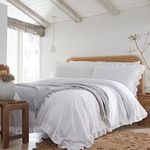 Appletree Loft - Cassia Frill - 100% Cotton Duvet Cover Set - Double Bed Size in White