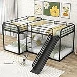 L-Shape Bunk Beds with Slide, Quad 