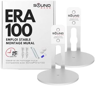 Support Mural ERA100, Profil Bas, Blanc, Pack Double, Compatible avec Le Haut-Parleur Sonos Era 100, Complet avec Tout Le matériel de Fixation