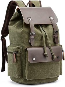 Fsiomo Vintage Canvas Backpack for Men & Women,Denim Rucksack for Travelers, Laptop School Bag (Green)