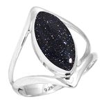 Jeweloporium Blue Sunstone 925 Sterling Silver Ring for Women Gemstone Cocktail Silver Ring Size S Christmas - Gift Victorian Jewelry