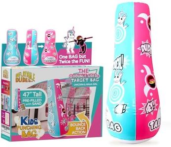 INFLATABLE DUDES Target Bag - Double-Sided- Unicorn and Ninja Girl 47 Inches - Kids Punching Bag| Already Filled with Sand| Bop Bag| Boxing| Punching Bag for Kids- (Unique and Kuno)