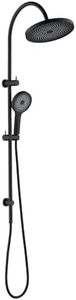 Decaura Luxury 10" Rain Shower Head, Height Adjustable Brass Shower Rail Set with 3-Function Handheld Shower, WELS Approval,Matt Black