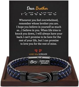 Btysun Brother Gifts from Sister Leather Bracelet for Men Birthday Gifts for Brother Love You Forever Engraved Bracelets Gifts for Teens