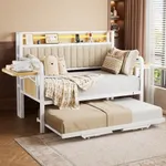 Daybed with Trundle and LED Light, 
