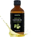 GreenIVe Castor Oil Organically Grown 100% Pure 8oz Glass Bottle Cold Pressed, Hexane Free, Eyelash and Eybrow Growth Serum, Skin Moisturizer Detox and Wraps