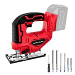 Cordless Jigsaw Compatible with Milwaukee 18V Batteries, Brushless Jig Saw Tool with 3 Position Orbital Settings, Adjustable Bevel Cuts (0-45°), Tool-Free Blade Change, LED Light(Tool Only)