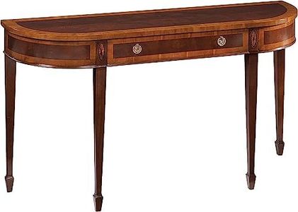 Hekman Furniture Copley Place Sofa Table - Yewood Border, Swirl Wood Inset, Wooden Inlay & Brass Hardware Refined Demilune Console for Traditional or Transitional Spaces Best Home Decor Piece