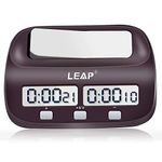 LEAP Chess Clock Digital Chess Timer Professional for Board Games Timer with Alarm Function (Official Store) Brown