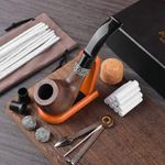 Joyoldelf Smoking Pipes, Vintage Ebony Smoking Pipe with Pipe Stand, 3-in-1 Pipe Scraper, 9mm Pipe Filters, Other Smoking Accessories