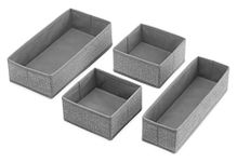 Whitmor Set of 4-Crosshatch Gray Drawer Organizer