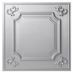 Art3d Drop Ceiling Tiles 24x24 in Argent Silver (12-Pack, 48 Sq.ft), Wainscoting Panels Glue Up 2x2