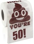 Happy 50th Birthday Gifts, 3-Ply Funny Toilet Paper Roll, Holy Poop You're 50 Printed Toilet Paper Gag Gift, Pranks & Surprises Bathroom Decor for Boys Son and Girls, Cheers to 50 Bday Party Supplies