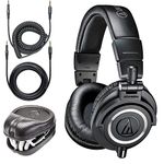 Audio-Technica ATH-M50x Professional Monitor Headphones + Slappa Full Sized HardBody PRO Headphone Case (SL-HP-07)