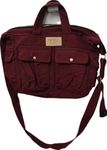 Large(33X25X10Cm),Handmade,Cotton Canvas(Rough Jeans Type) Sling Bag/Maroon/Non Synthetic/Metal Zippers/Organic - Unisex)