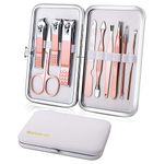 Manicure Set 10pcs Professional Nail Clippers Kit Pedicure Care Tools-Stainless Steel Grooming Tools for Travel (White)