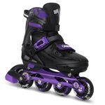 Nattork Kids Inline Skates Adjustable Light up Wheels Blades Roller for Boys Girls- TeenYouth Age 8-12 - Cool Racing Car Decorations Indoor Outdoor Purple