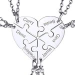 GOLDCHIC JEWELRY Customised Stainless Steel 6 Puzzle Pendant, Six Pieces Friendship BFF Family Necklace For Sisters