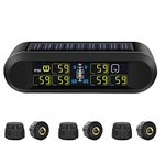 B-Qtech Tire Pressure Monitoring System RV Solar Wireless TPMS High Brightness for Trailer Travel Motorhome(0~199PSI) with 6 Sensors, 5 Alarm Modes Tire Pressure Monitor Real-time Alarm System