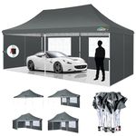 COBIZI 3x6m Pop Up Gazebo Party Tent Wedding Canopy with Removable Sidewalls, Elegant Church Windows & Portable Bag, Anti-UV, 100% Waterproof, Canopy for Parties, Carport, Grey