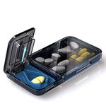 REOOHOUSE Portable Pill Box Case Daily Medicine Supplement Organizer,Premium BPA Free Tritan Material (2 in 1-Black)