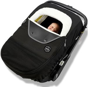 Mamatepe Winter Baby Car Seat Cover, Rain and Snow Repellent, Windproof Warm Fleece Breathable with U Shape Zipper for Newborn Car Seat, Universal for Infant Car Seat, Black