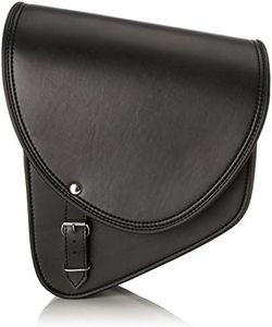 Customaccess AP0005N Left Side Barcelona Model Leather Saddlebag for Harley Davidson Sportster/Kawasaki Vulcan S, Black, Size