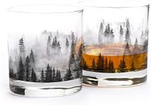 Black Lantern Whiskey Glasses - Set of 2 Old Fashioned Glasses for Whiskey Scotch and Bourbon - Cocktail and Rock Glasses for Nature Lovers - Two Premium 11oz. Glasses (Forest & Clouds)