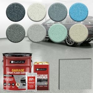 Luxury 3‑Component Epoxy Colored Sand Self‑Leveling Floor Paint, Marble‑Effect, 100% High Solids, 5.5:1 Sand‑Aggregate Ratio, 6H Hardness,1.5mm Finished Thickness (Sea Gray,4 Gallon,100 Sq.Ft)