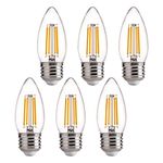 ALAMPEVER Dimmable 6-Pack B11 Candelabra LED Light Bulb, 4.5W (60W Equivlant) LED Chandelier Light Bulb, E26 Medium Base, 2700K Soft White, 450LM, CRI82