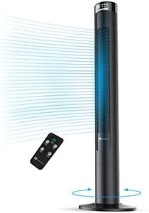 PureMate 46-Inch Tower Fan, Oscillating Cooling Fan with Remote, 3 Speeds, LED Display, 4 Operational Modes,12-H Timer, Portable 45W Quiet Standing Floor Bladeless Fan for Bedroom, Home & Office