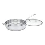 CUISINART 433-30H Contour Stainless 5 quarts Saute Pan with Helper Handle & Glass Cover, Silver